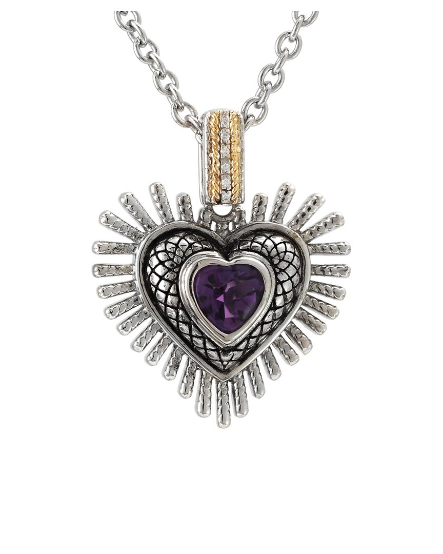Andrea Candela Andréa Candela Pluma 18k & Silver 1.10 Ct. Tw. Diamond & Amethyst Necklace