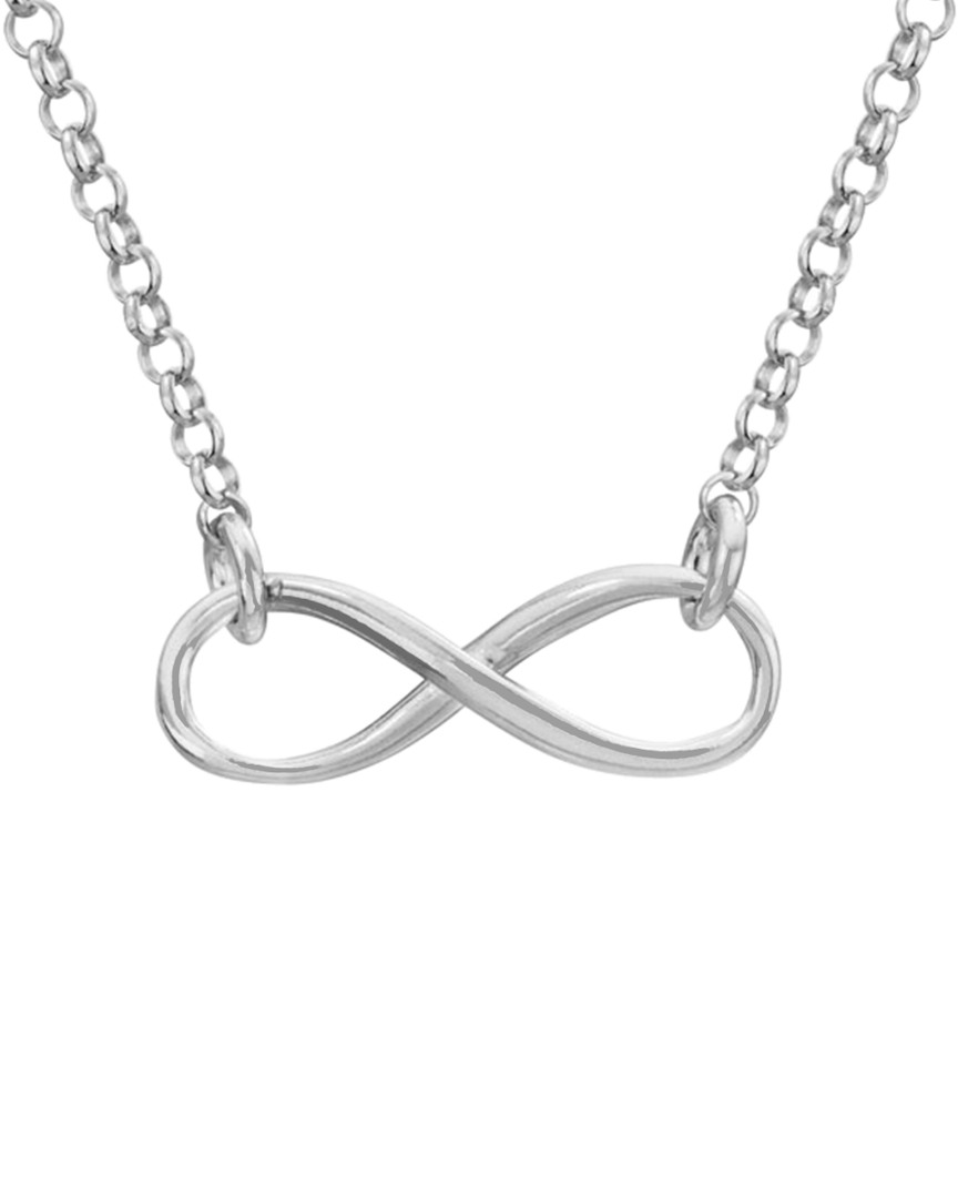 Italian Silver Infinity Necklace In Metallic