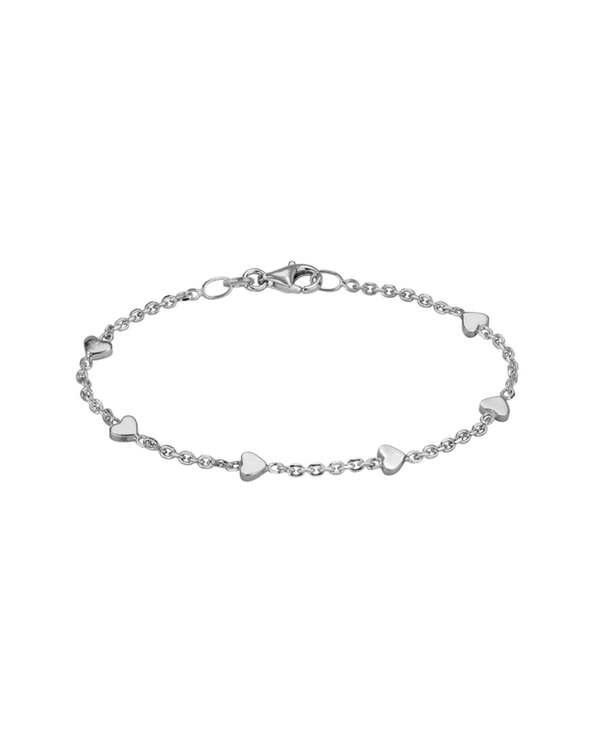 Italian Silver Hearts & Diamond Cut Cable Chain Bracelet