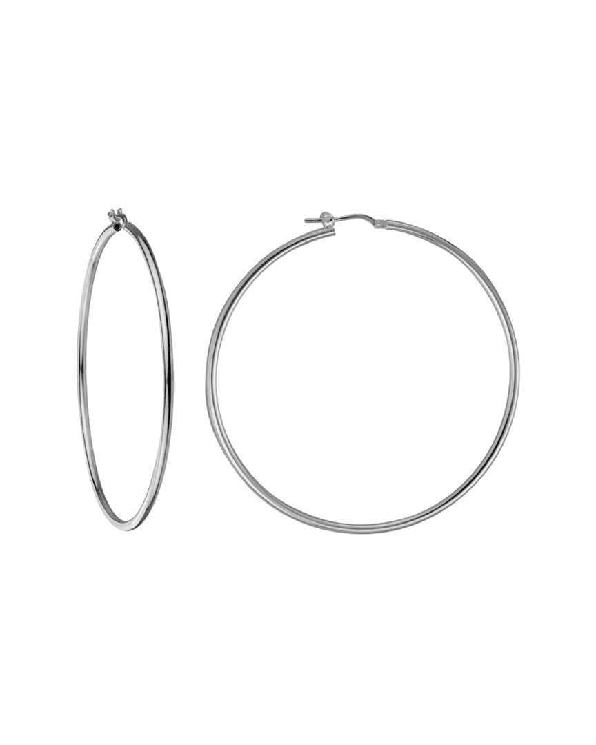 Italian Silver Round Tube Hoops In Metallic