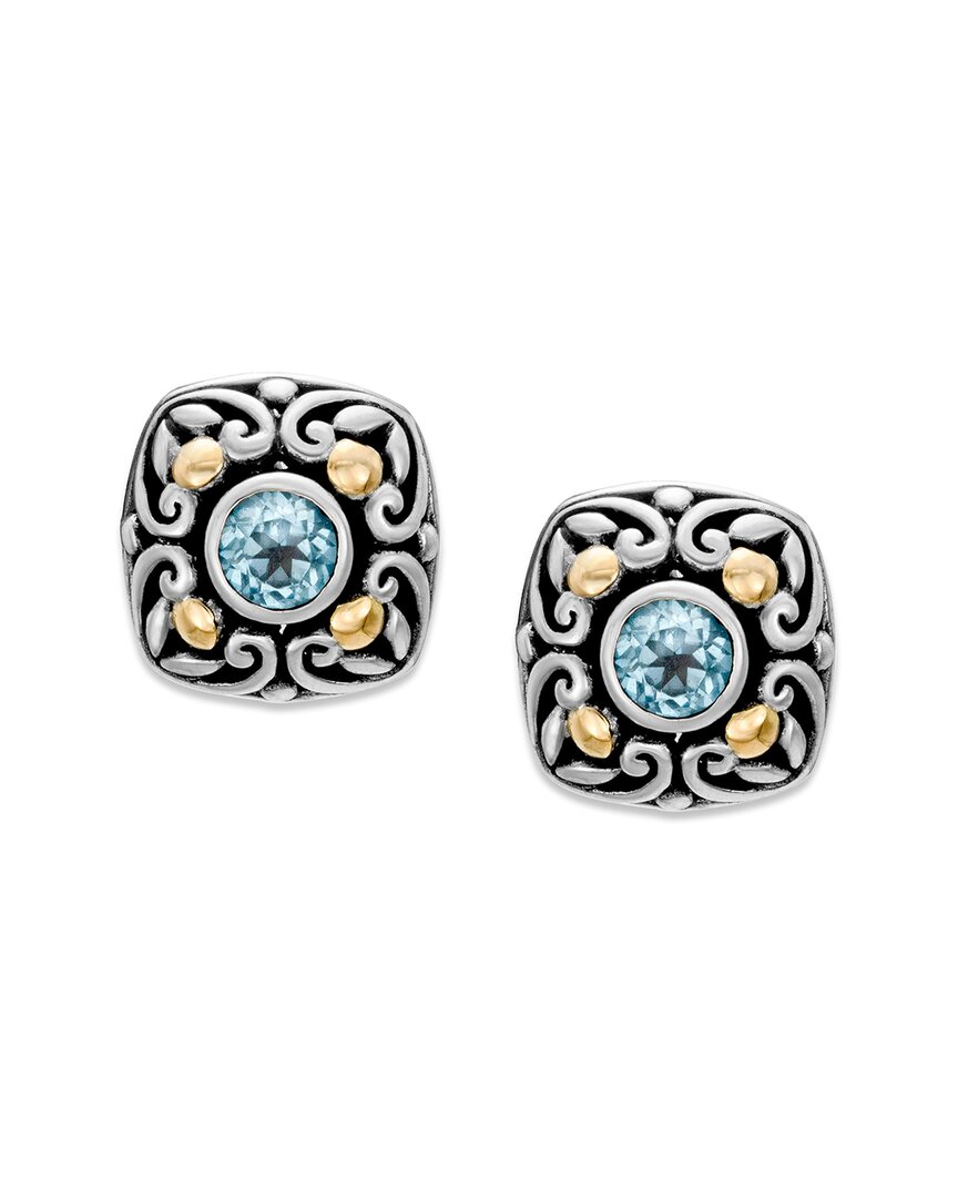 Samuel B. Silver & 18k 0.62 Ct. Tw. Blue Topaz Earrings