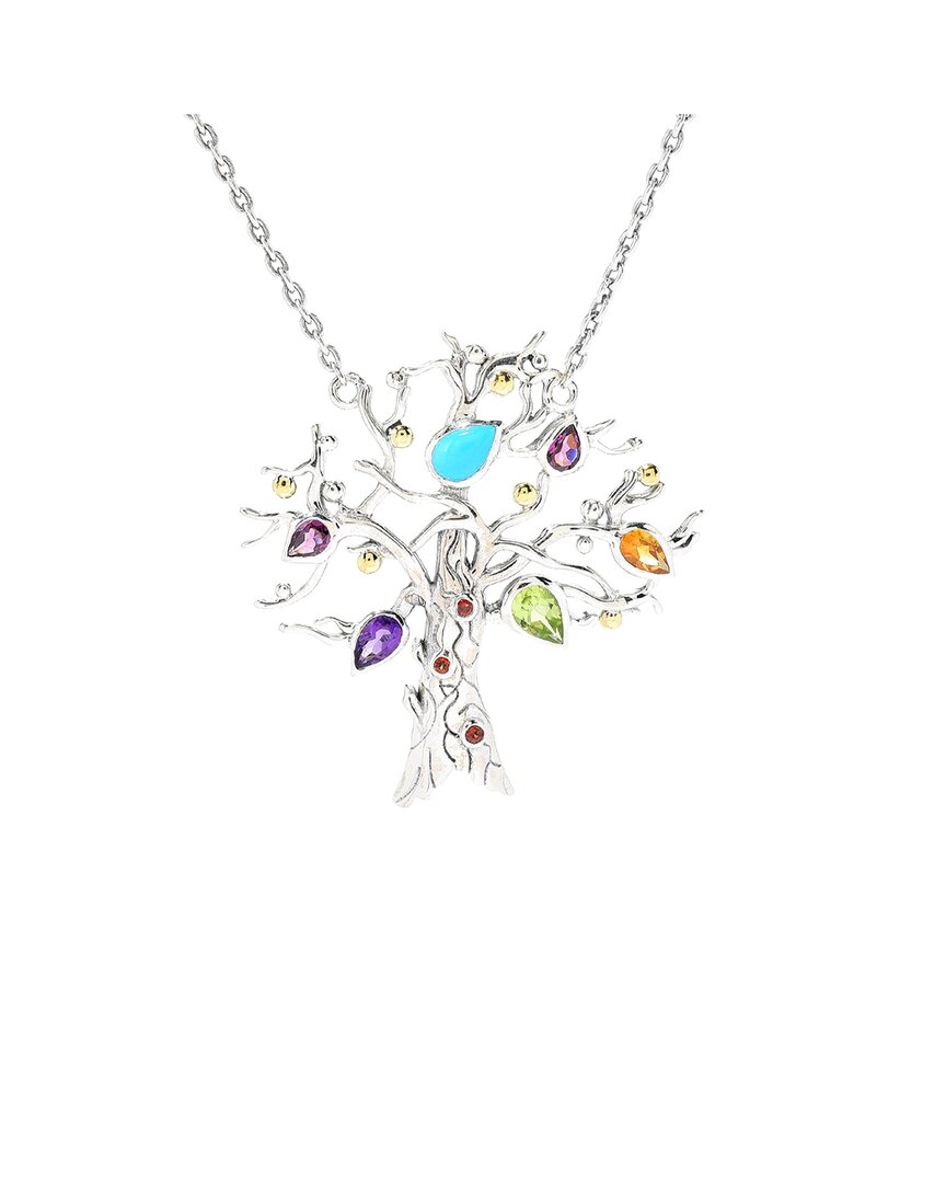 Samuel B. Silver & 18k 1.84 Ct. Tw. Gemstone Necklace In Animal Print