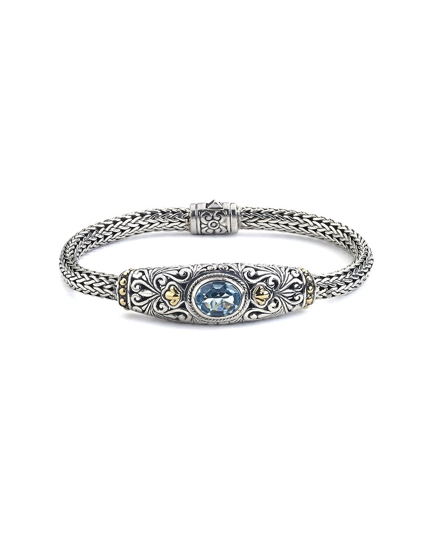 Samuel B. Silver & 18k 3.50 Ct. Tw. Blue Topaz Bracelet In Metallic