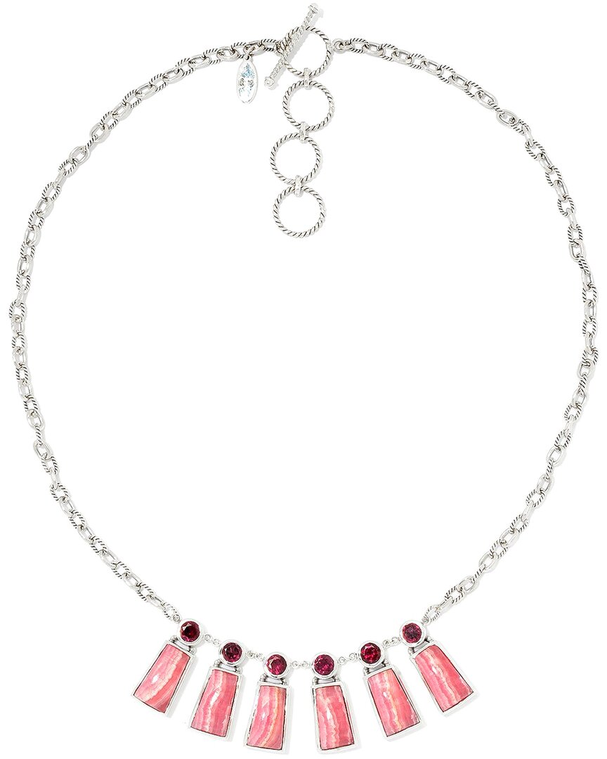 Samuel B. Silver Rhodochrosite & Rhodolite Necklace In Metallic