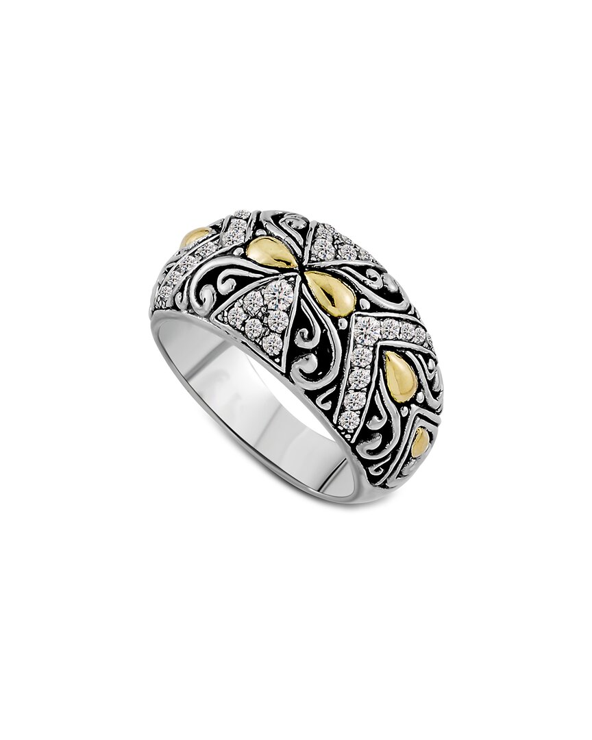 Samuel B. Silver & 18k 0.65 Ct. Tw. White Topaz Ring In Metallic