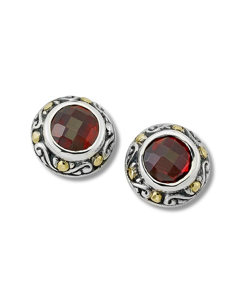 Samuel B. Silver & 18k 2.00 Ct. Tw. Garnet Earrings In Metallic
