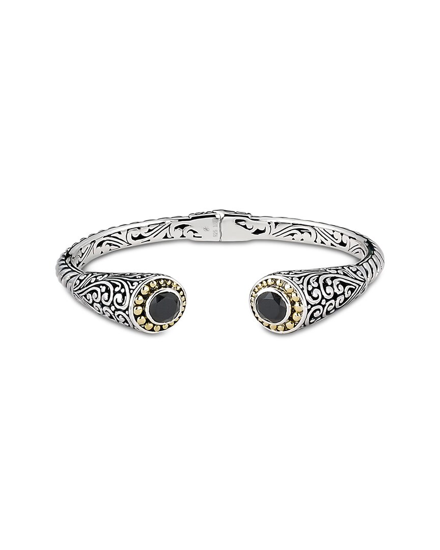 Samuel B. Silver & 18k 5.00 Ct. Tw. Onyx Bracelet In Silver