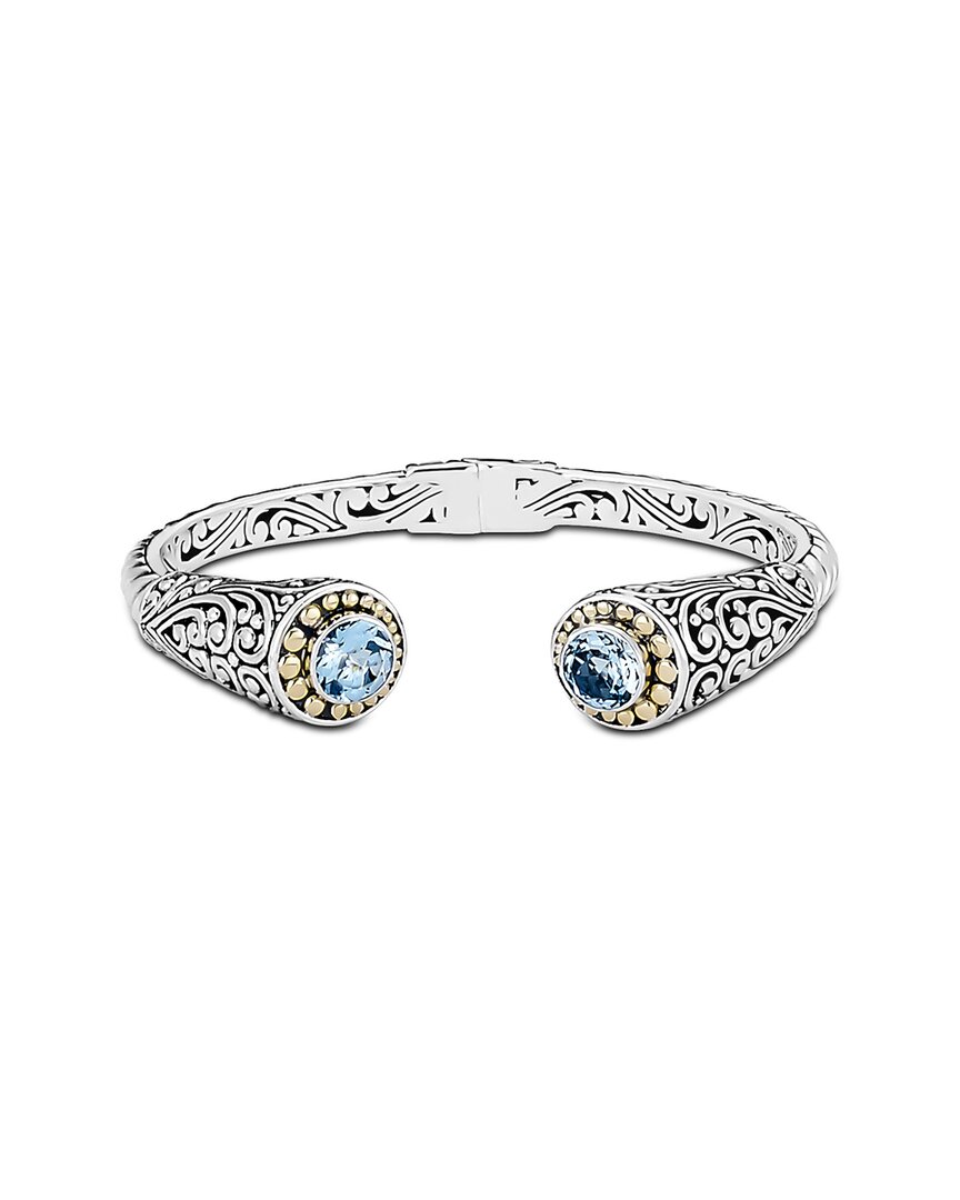 Samuel B. Silver & 18k 5.00 Ct. Tw. Blue Topaz Bracelet In Metallic