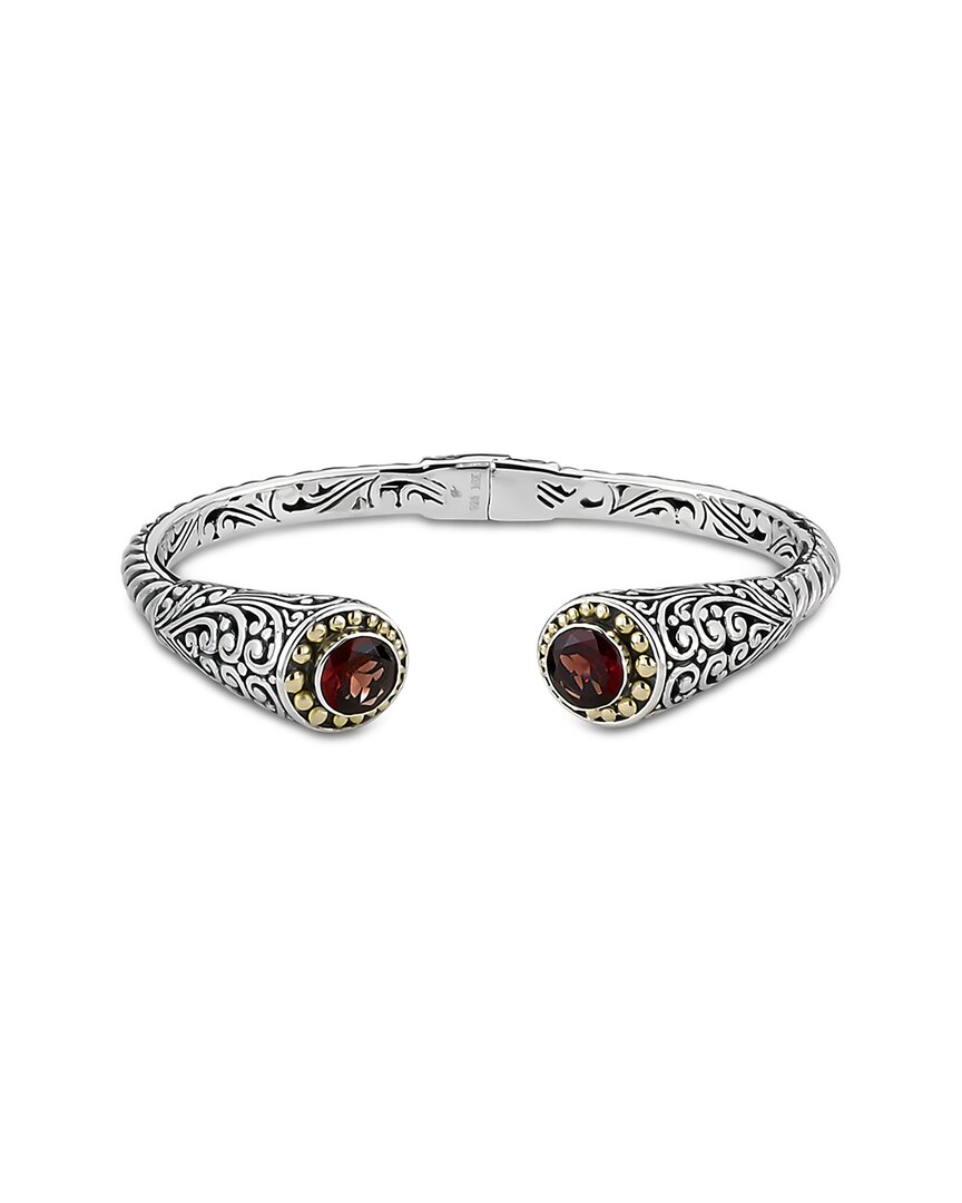Samuel B. Silver & 18k 5.00 Ct. Tw. Garnet Bracelet In Metallic
