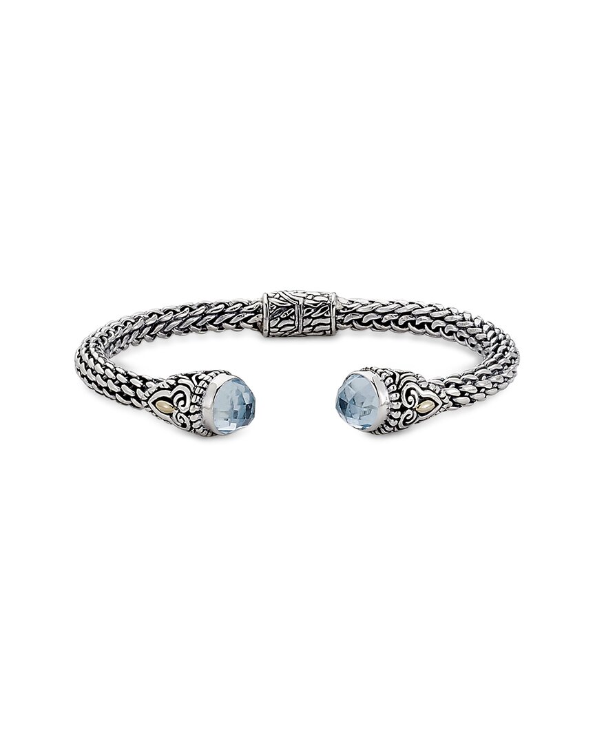 Samuel B. Silver & 18k 4.00 Ct. Tw. Blue Topaz Bracelet In Silver