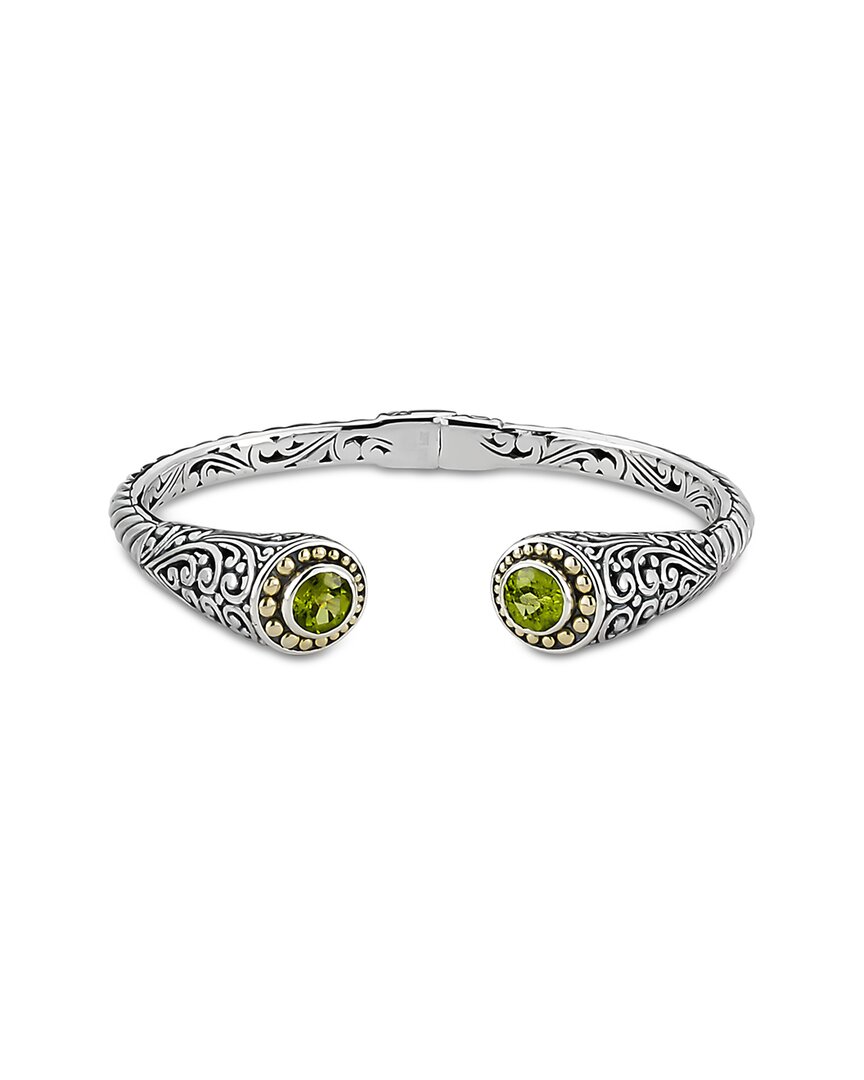 Samuel B. Silver & 18k 5.00 Ct. Tw. Peridot Bracelet In Metallic