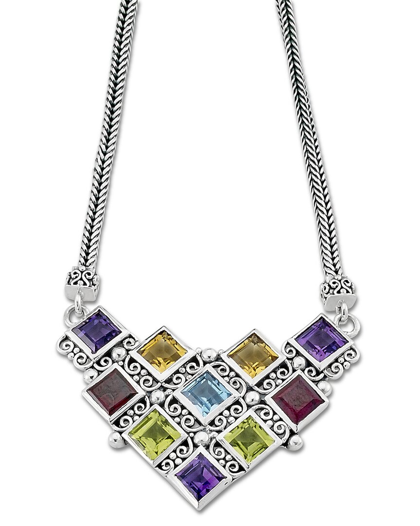 Samuel B. Silver 7.00 Ct. Tw. Gemstone Necklace In Metallic
