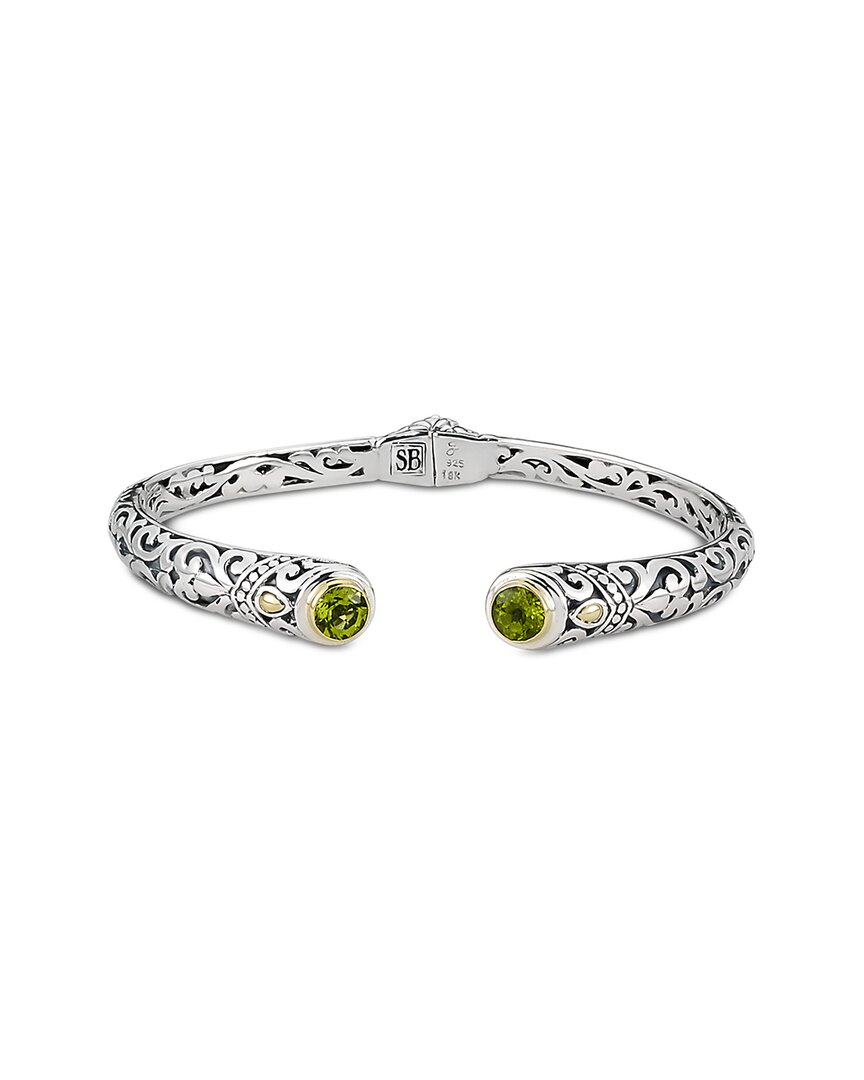Samuel B. Silver & 18k 1.76 Ct. Tw. Peridot Bracelet In Silver