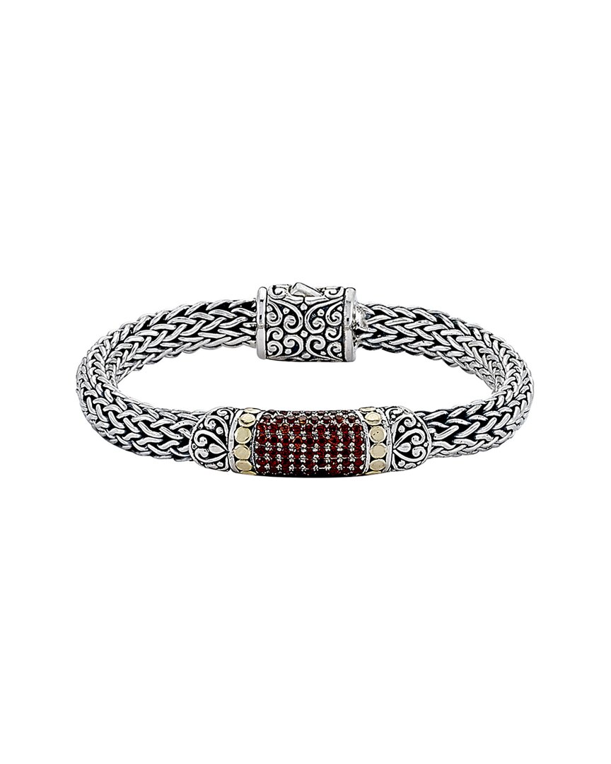 Samuel B. Silver & 18k 1.10 Ct. Tw. Garnet Bracelet In Metallic