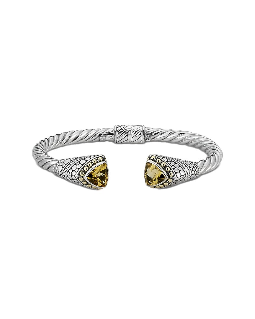 Samuel B. Silver & 18k 4.20 Ct. Tw. Citrine Bracelet In Metallic
