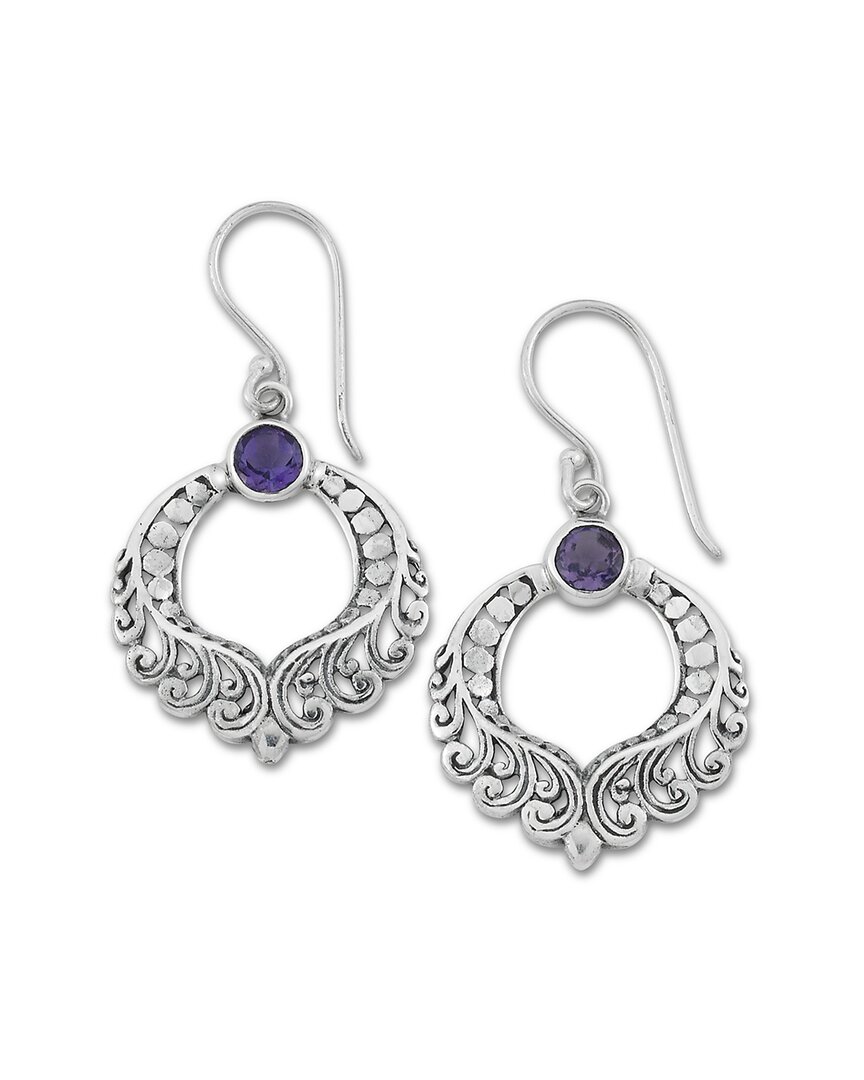 Samuel B. Ss Amethyst Open Filigree Design Earrings