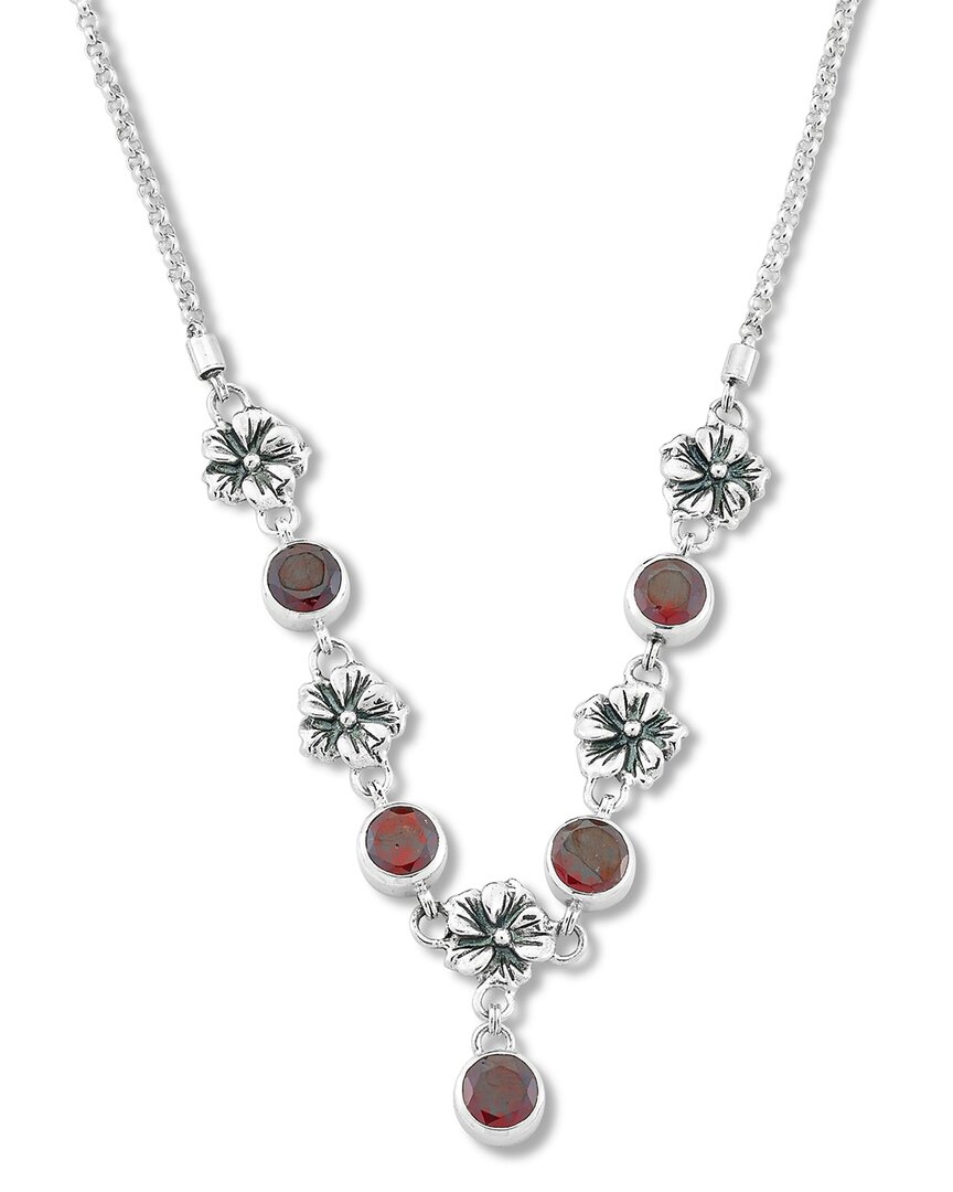 Samuel B. Silver 2.04 Ct. Tw. Garnet Necklace In Metallic
