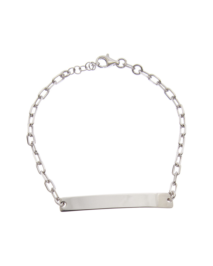 Italian Silver Curved Bar Id Bracelet