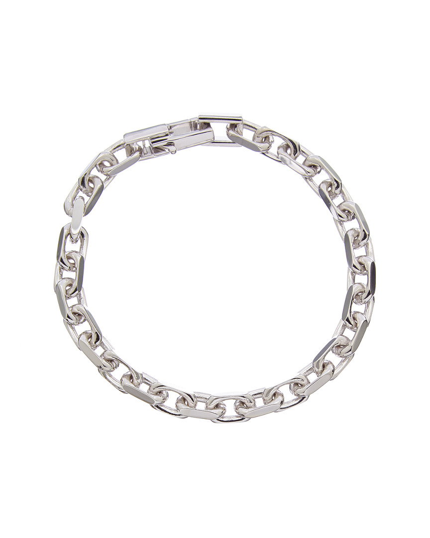Italian Silver Flat Oval Link Bracelet