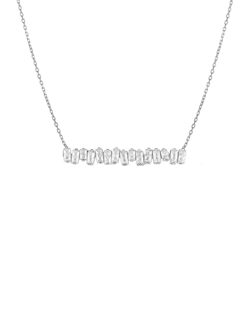 Sphera Milano 14k Over Silver Cz Baguette Bar Necklace