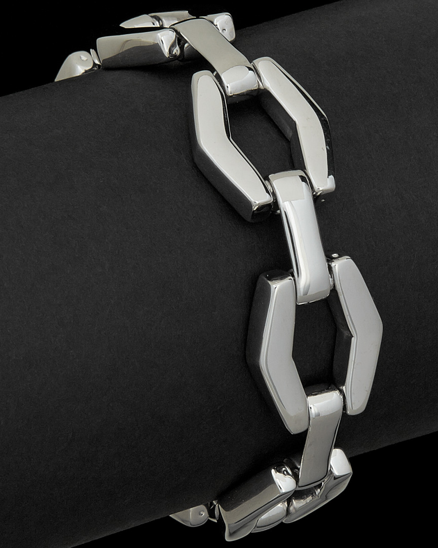 Italian Silver Hexagon Link Bracelet In Silver