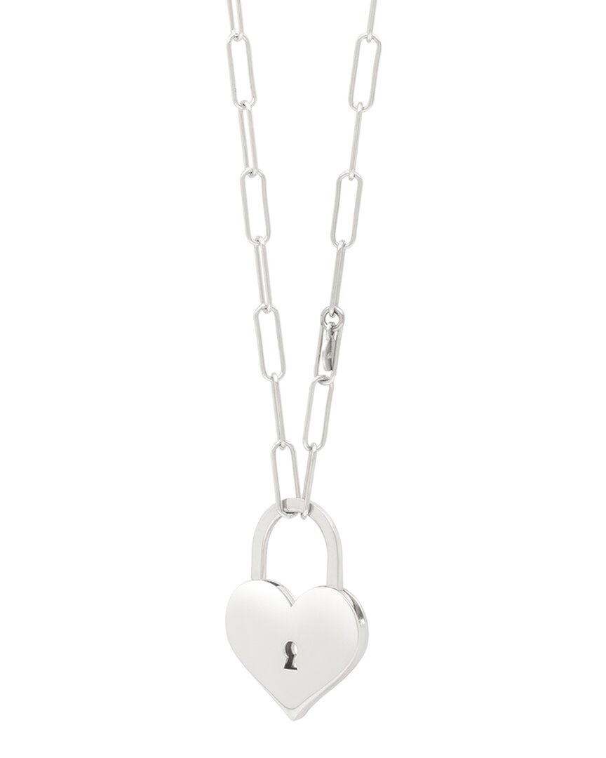 Shop Italian Silver Heart Lock Paperclip Link Necklace