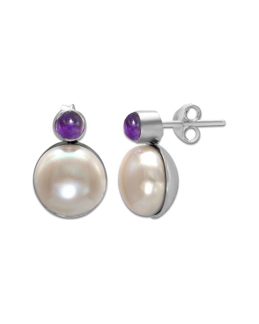 Shop Samuel B. Silver 8.44 Ct. Tw. Amethyst & Pearl Earrings