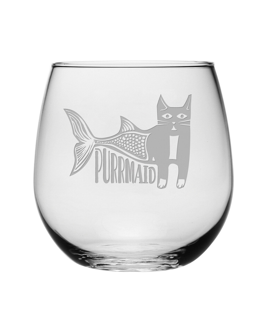 Susquehanna Glass Purrmaid Set Of 4 16.75oz Stemless Wine Glasses