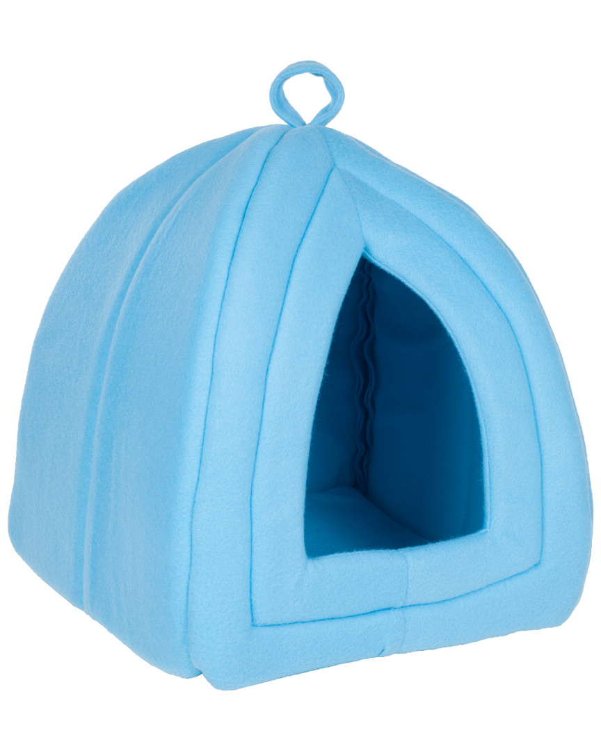 Petmaker Cozy Kitty Tent Igloo Plush Cat Bed Blue