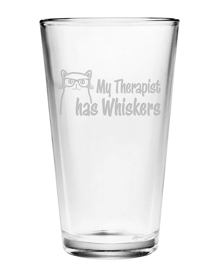 Susquehanna Glass 16oz My Therapist Has Whiskers Pint Glass Set Of 4