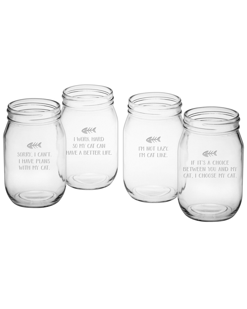 Susquehanna Glass Set Of 4 Cat Tales Assortment Drinking Jar