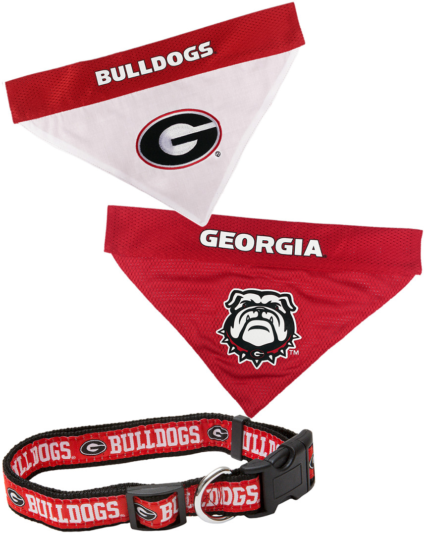 Pets First Georgia Bulldogs Collar & Reversible Bandana