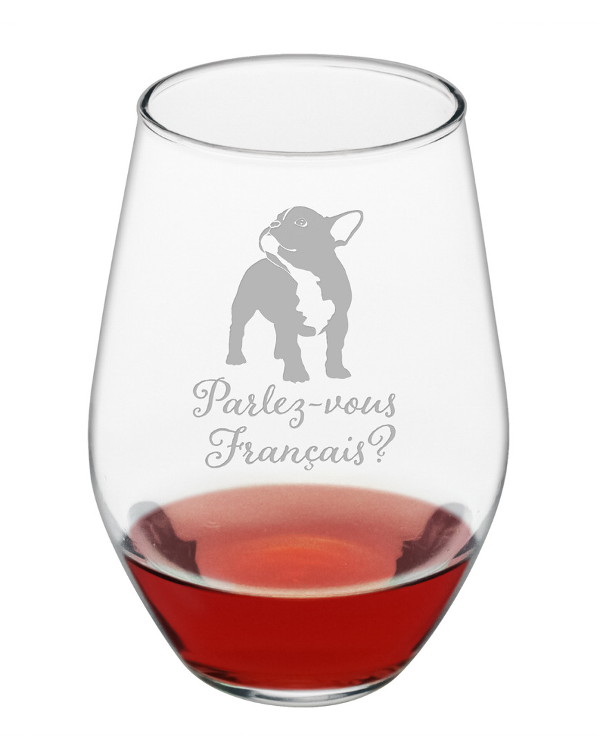 Susquehanna Glass Set Of 4 19oz Parlez-vous Francais Stemless Wine Glasses